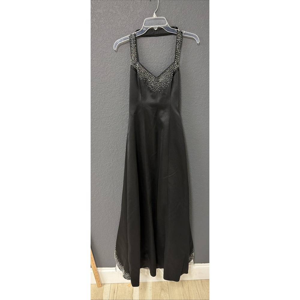 MORGAN & CO. By Linda Bernell Black Halter Top Party Prom Formal Dress Y2K Homec